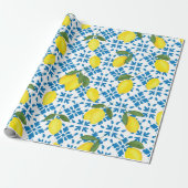 Papier Cadeau Blue Tile French Country Lemon Pattern (Déroulé)