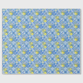 Papier Cadeau Blue Tile French Country Lemon Pattern Provencal (Plat)