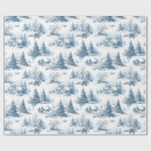 Papier Cadeau Blue Toile Christmas Pattern (Plat)