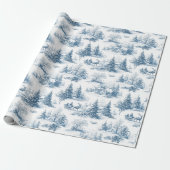 Papier Cadeau Blue Toile Christmas Pattern (Déroulé)
