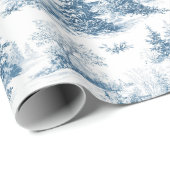 Papier Cadeau Blue Toile Christmas Pattern (Coin rond)