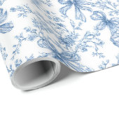 Papier Cadeau Blue Toile Coquette Pattern  (Coin rond)