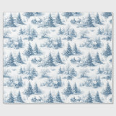 Papier Cadeau Blue Toile de Jouy Christmas Wrapping Paper (Plat)
