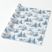 Papier Cadeau Blue Toile de Jouy Christmas Wrapping Paper (Déroulé)
