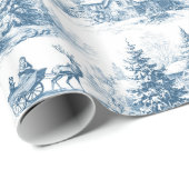Papier Cadeau Blue Toile de Jouy Christmas Wrapping Paper (Coin rond)