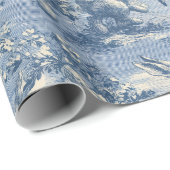 Papier Cadeau Blue Toile Easter Bunny | Vintage Rabbit (Coin rond)