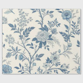 Papier Cadeau Blue Vintage Floral Pattern (Plat)