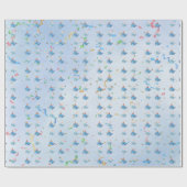 Papier Cadeau Blue Whale Party Pattern Wrapping Paper (Plat)
