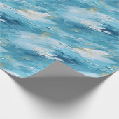 Papier Cadeau Blue & White Abstract Paint (Coin)