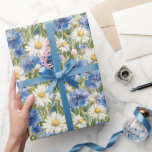 Papier Cadeau Blue White Daisy Flowers Birthday<br><div class="desc">Blue White Daisy Flowers Birthday</div>