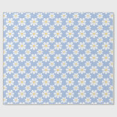 Papier Cadeau Blue White Daisy Pattern  (Plat)