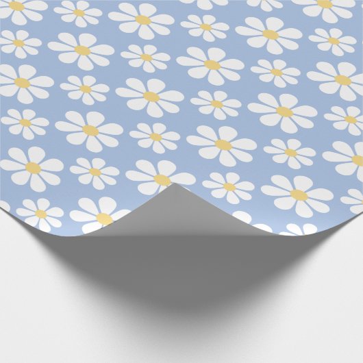 Papier Cadeau Blue White Daisy Pattern  (Coin)
