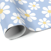 Papier Cadeau Blue White Daisy Pattern  (Coin rond)