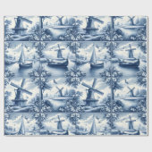 Papier Cadeau Blue & White Dutch Landscape Pattern • Tile-Inspir (Plat)