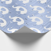 Papier Cadeau Blue White Elephant Baby shower Princess Boy (Coin)