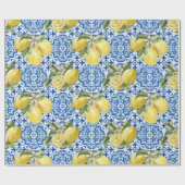 Papier Cadeau Blue White Lemon Tile Mediterranean Pattern (Plat)