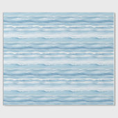 Papier Cadeau Blue White Ocean Waves Wedding (Plat)