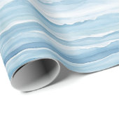 Papier Cadeau Blue White Ocean Waves Wedding (Coin rond)