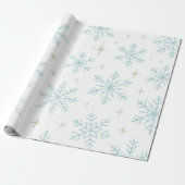 Papier Cadeau Blue & White Snowflake Sparkle Wrapping Paper  (Déroulé)