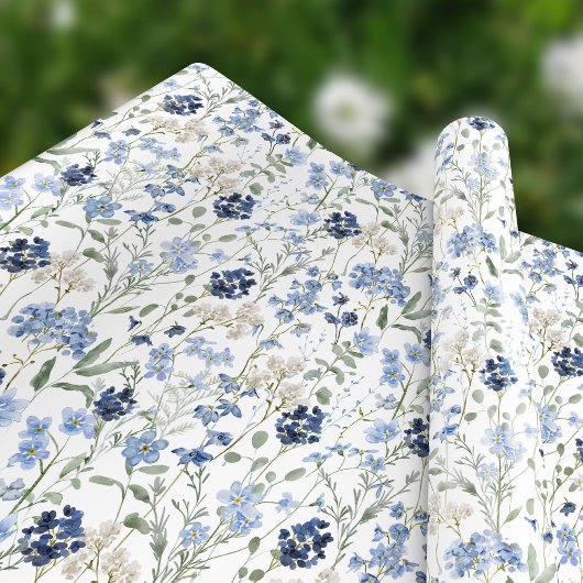 Papier Cadeau Blue Wildflower Watercolor