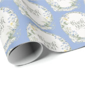 Papier Cadeau Blue Wildflower Wreath Elegant Botanical (Coin rond)