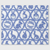Papier Cadeau Blue Willow Rabbit Ile Whimsical de lapins (Plat)