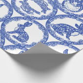 Papier Cadeau Blue Willow Rabbit Ile Whimsical de lapins (Coin)