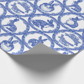 Papier Cadeau Blue Willow Rabbit Whimsical Isle of Rabbits Wrapp (Coin)