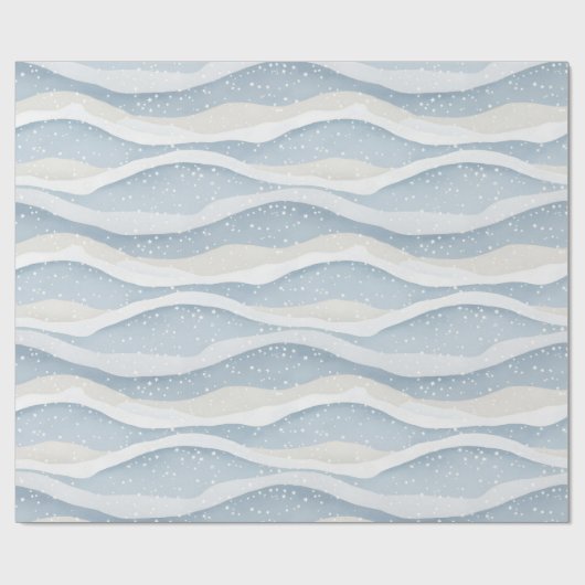 Papier Cadeau Blue Winter Snowfall Wave Personalized Pattern (Plat)
