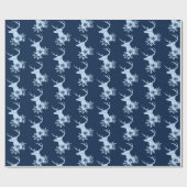 Papier Cadeau Blue Winter Snowflakes Noël Cerf (Plat)