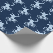 Papier Cadeau Blue Winter Snowflakes Noël Cerf (Coin)