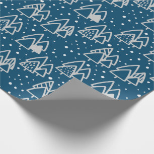 Papier Cadeau Blue Winter Wonderland Noël Motif de vacances