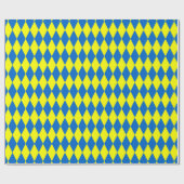 Papier Cadeau Blue Yellow Harlequin Checkered Design (Plat)