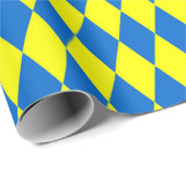 Papier Cadeau Blue Yellow Harlequin Checkered Design (Coin rond)