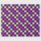 Papier Cadeau Blue Yellow Pink Checkered Pattern Design  (Plat)