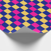 Papier Cadeau Blue Yellow Pink Checkered Pattern Design  (Coin)