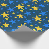 Papier Cadeau Blue & Yellow Star Pattern Gift Wrapping Paper (Coin)