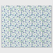 Papier Cadeau Blueberries à Motif Feuille vert (Plat)