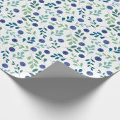 Papier Cadeau Blueberries à Motif Feuille vert (Coin)