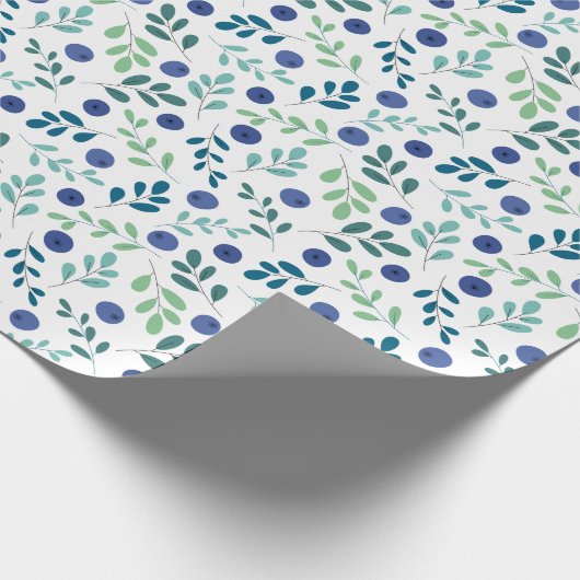 Papier Cadeau Blueberries à Motif Feuille vert (Coin)