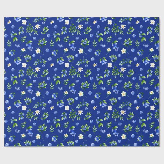 Papier Cadeau Blueberries and Foliage Pattern (Plat)