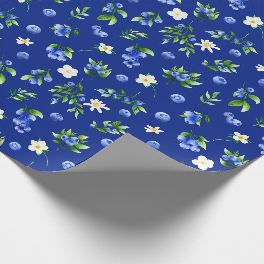 Papier Cadeau Blueberries and Foliage Pattern (Coin)