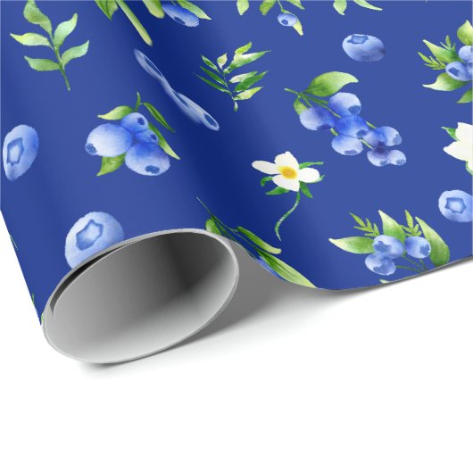 Papier Cadeau Blueberries and Foliage Pattern (Coin rond)