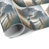 Papier Cadeau Bluebird Chanter Sur Le Billet De Clôture (Coin rond)