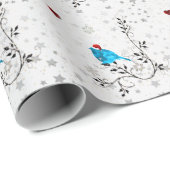 Papier Cadeau Bluebird dans le chapeau du Père Noël (Coin rond)