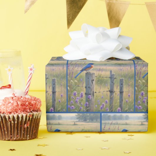 Papier Cadeau Bluebird sur le billet de clôture de pays (Fête d'anniversaire)