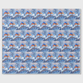 Papier Cadeau Bluebirds sur une branche de neige (Plat)