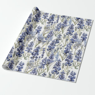 Papier Cadeau Bluebonnets Fleurs Bleu Aquarelle Fleurs sauvages