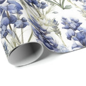 Papier Cadeau Bluebonnets Fleurs Bleu Aquarelle Fleurs sauvages (Coin rond)