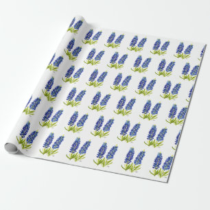 Papier Cadeau Bluebonnets Texas Flowers Fleur sauvage Aquarelle